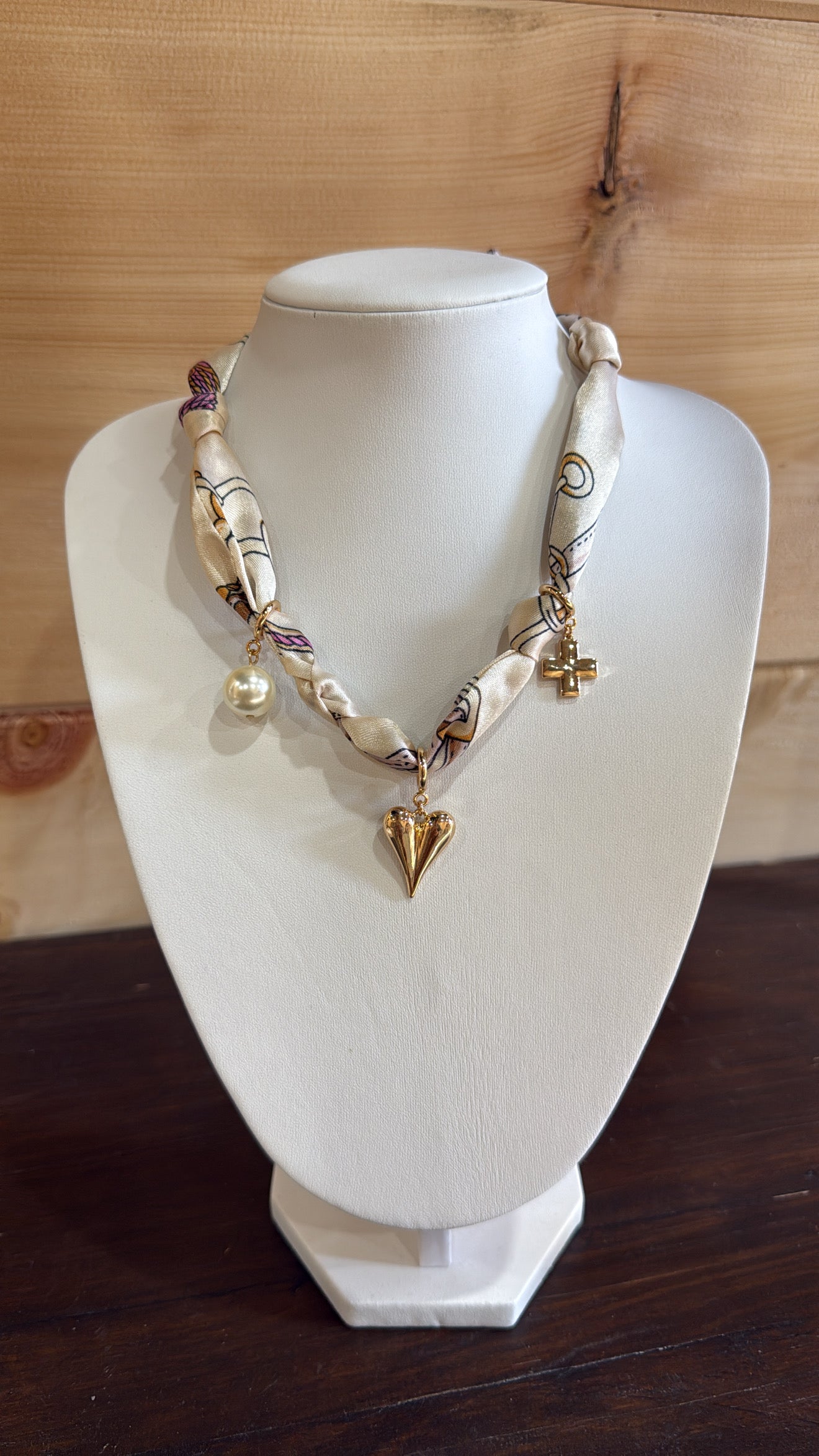Cream Scarf Necklace