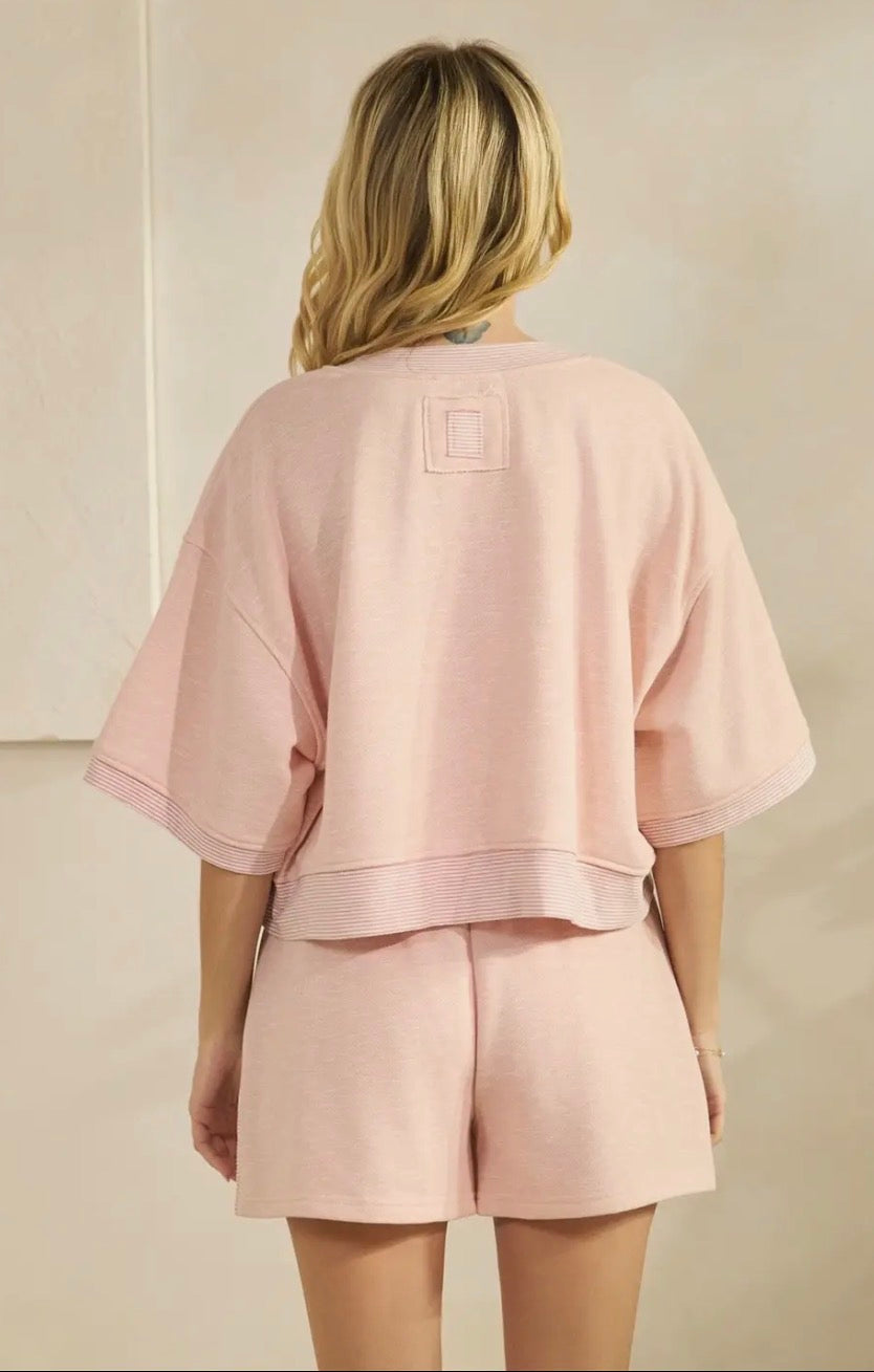 Soft Pink Terry Cloth Matching Set | Summer Two-Piece | Rad Roan